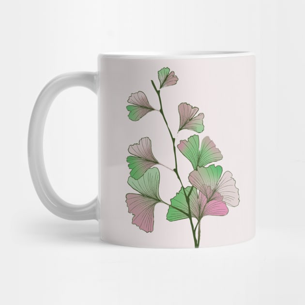 Ginkgo leaves - Pink and Green by Handmade in Norway